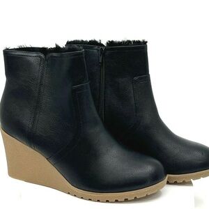 Faux Fur Lined Non-Slip Wedge Heel Women Boots Old Navy